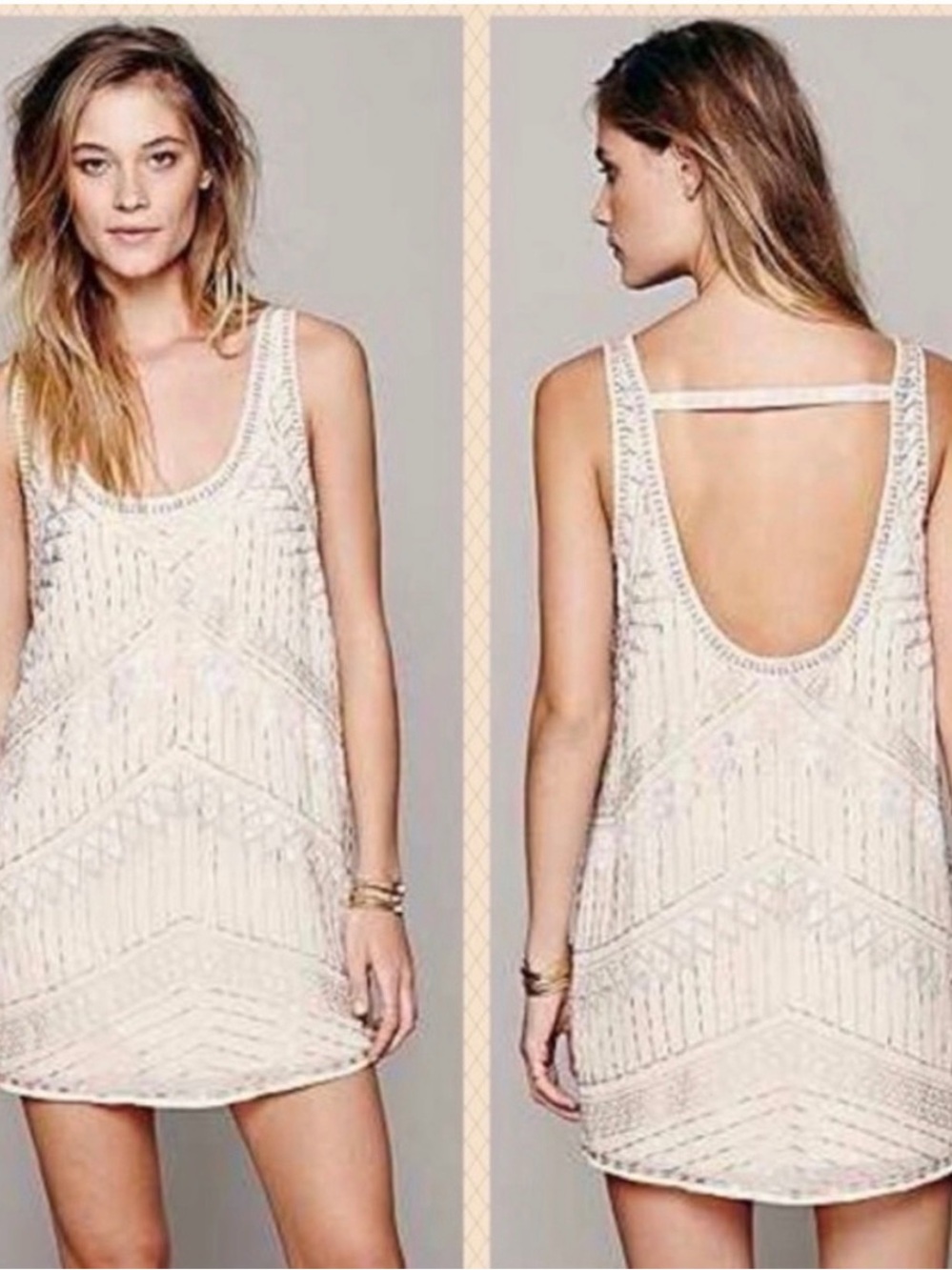 Free People Boho Embellished Shift Dress